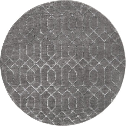 Unique Loom Marilyn Monroe Glam Collection Area Rug - Trellis (7' 10" Round, Gray Silver/ Silver)