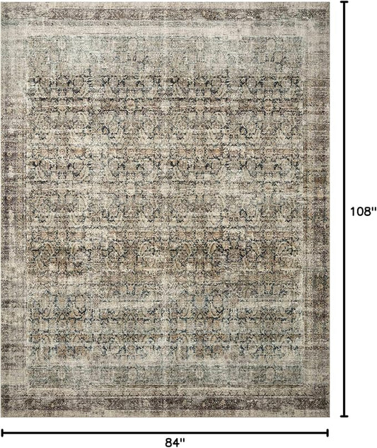 Loloi Amber Lewis Morgan Collection MOG-02 Navy/Sand 7'-3" x 9'-3" 38" Thick Area Rug feat. CloudPile, Neutral, Room Décor, Vintage Inspired, Livingroom, Bedroom, Dining Area