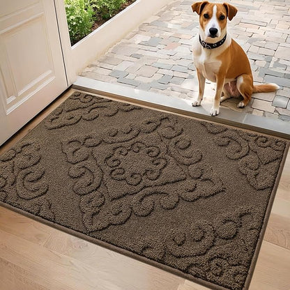 COSY HOMEER Door Mat 20”x32”,Absorbent Dirt Trapper Entryway Rugs,Non-Slip Welcome Mat,Washable Entry Rugs,Low Pile Doormat for Front Back Door,Wet Shoes & Paws,Brown