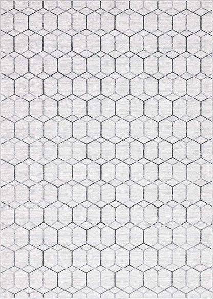 Rugs.com Lattice Trellis Collection Rug – 10' x 14' White Low-Pile Rug Perfect for Living Rooms, Large Dining Rooms, Open Floorplans