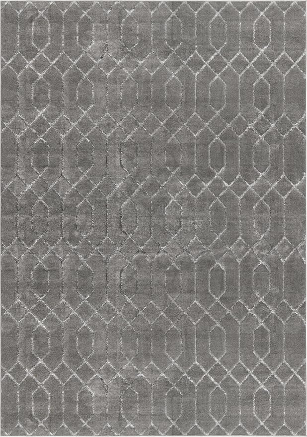 Unique Loom Glam Collection Area Rug - Trellis (10' x 14' 1" Rectangle, Gray Silver/ Silver)