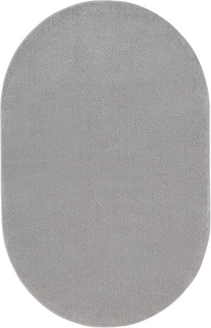 Nourison Home Nourison Essentials Silver Grey 6' x 9' Oval Area Rug - Easy Clean, Non Shedding, Bed Room, Living Room, Dining Room, Kitchen (6' x 9' Oval)