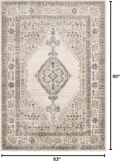 Loloi Teagan Collection TEA-02 Oatmeal/Ivory 5'-3" x 7'-6" Area Rug, Large, Soft Neutral Rug, High-Traffic for Living Room, Bedroom, Home Office, Dining Area