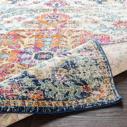 Livabliss Area Rugs - 12x18 Odelia Vintage Boho Aqua Off-White Blue Area Rug for Living Room Bedroom - Floral Medallion Stain Resistant Carpet for Kitchen, Nursery, Office (12' x 18')