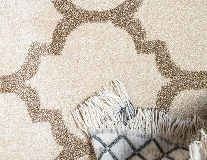 Rugs.com Lattice Collection Rug – 20 Ft Runner Beige Medium Rug Perfect for Hallways, Entryways