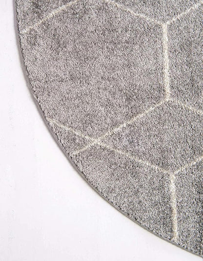 Unique Loom Trellis Frieze Collection Area Rug - Geometric (6' Round, Light Gray/ Ivory)