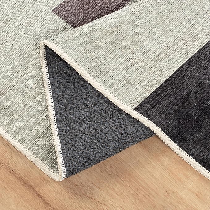Bloom Rugs Washable Non-Slip 12 ft Runner - Beige/Pink Modern Geometric Runner for Entryway, Hallway, Bathroom, and Kitchen - Exact Size: 2.5' x 12'