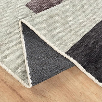 Bloom Rugs Washable Non-Slip 12 ft Runner - Beige/Pink Modern Geometric Runner for Entryway, Hallway, Bathroom, and Kitchen - Exact Size: 2.5' x 12'