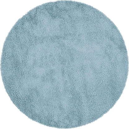Unique Loom Davos Shag Collection Area Rug - Solid (7' 10" Round, Aqua)