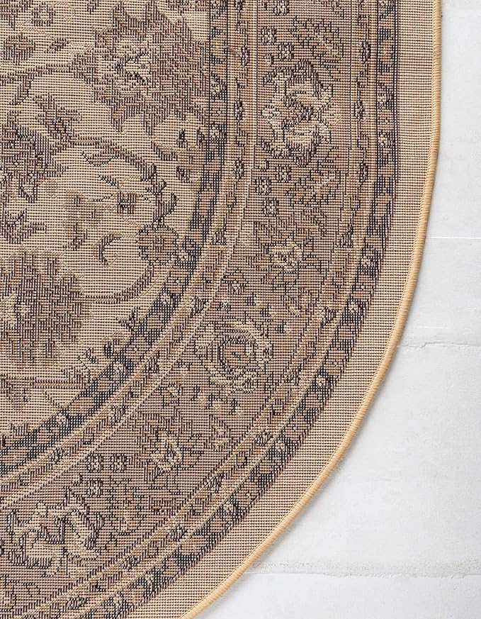 Unique Loom Sialk Hill Collection Area Rug - Washington (3' 3" x 5' 3" Oval Ivory/Black)
