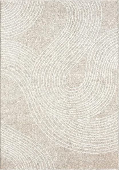 Abani Nuevo Collection Area Rug - Transitional Beige/Cream Design -7'9" x 10'2" - Easy to Clean - Durable for Kids & Pets - Non-Shedding - Medium Pile - Soft Feel - for Living Room, Bedroom & Office