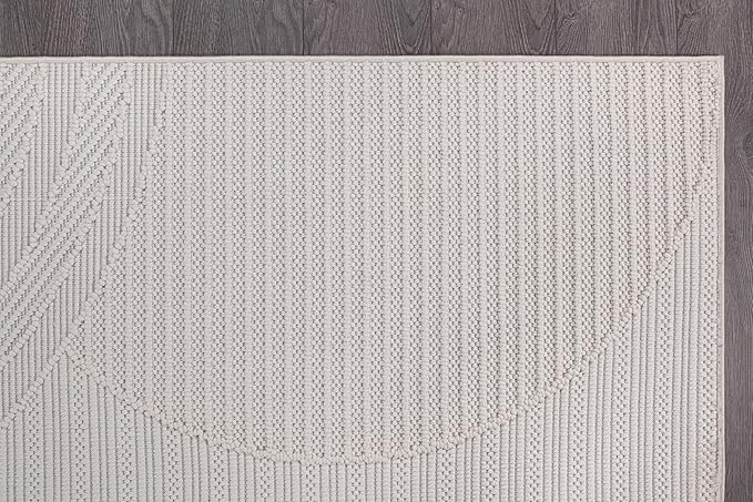CAMILSON Micro Loop Rug 9x12 Modern Luxury Geometric Arch Large Area Rugs Soft High and Low Pile Stain Resistant Easy-Cleaning Non-Shedding for Living Room Office Indoor Carpet (9 x 12 / White)