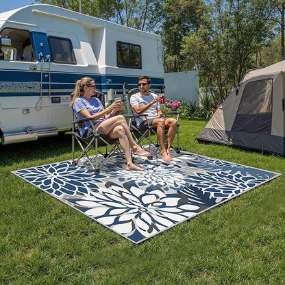 3x5 Washable Rug for Living Room Tropical Botanical Modern Floral Chenille Area Rugs Low Pile Non Slip Carpet for Patio, Bedroom, Laundry, Blue