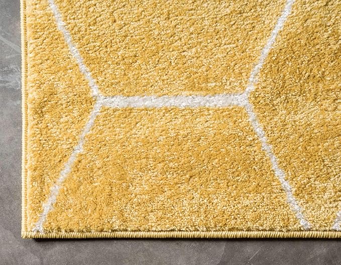 Unique Loom Trellis Frieze Collection Area Rug - Geometric (8' x 11', Yellow/ Ivory)