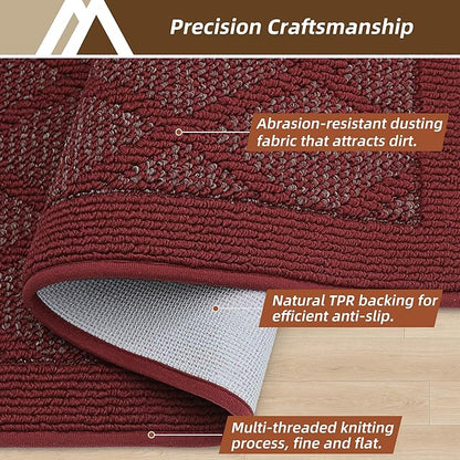 COSY HOMEER Non-Slip Door Mat 32"x48", Entryway Rugs Low Profile Absorbent Dirt Trapper Doormat for Front Entrance, Washable Polypropylene Entry Mat (Red)