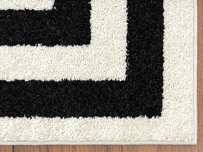 Abani Casa CAS120A Contemporary Black and Ivory Rectangular Area Rug