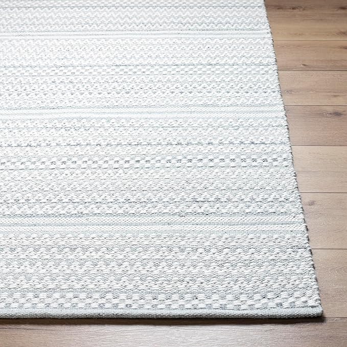 Mark&Day Wool Rugs, 4x6 Precious Solid and Border Cream/Charcoal Area Rug, Cream Grey Carpet for Living Room, Bedroom or Kitchen (3'6" x 5'6")