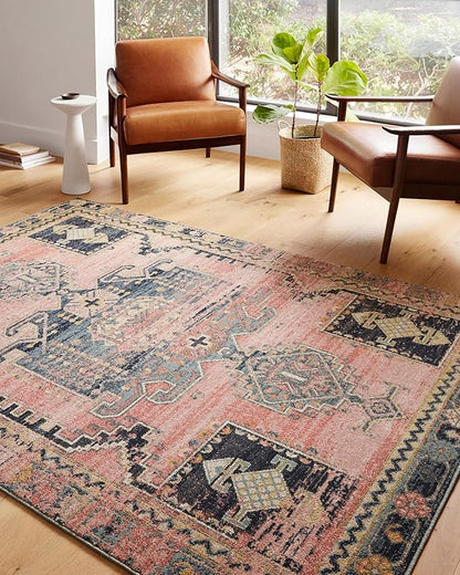 Loloi Jocelyn Collection JOC-06 Rose/Rose 5'-5" x 7'-6" .38" Thick Area Rug