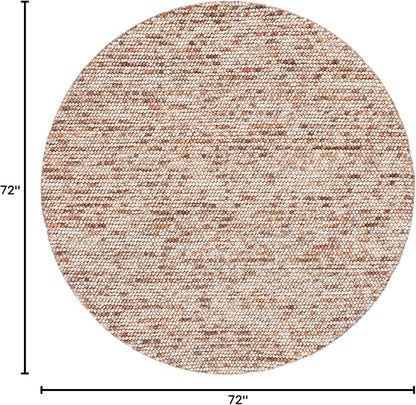 SAFAVIEH Natura Collection Area Rug - 6' Round, Dark Brown & Beige, Handmade Wool Blend, Textured Design, Ideal for Living Room, Bedroom, Dining Space (NAT620E)