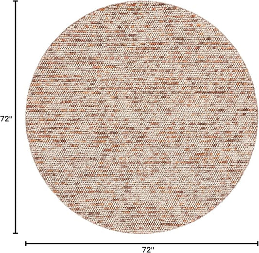 SAFAVIEH Natura Collection Area Rug - 6' Round, Dark Brown & Beige, Handmade Wool Blend, Textured Design, Ideal for Living Room, Bedroom, Dining Space (NAT620E)
