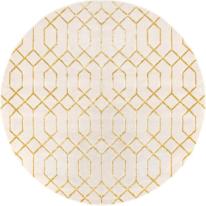 Marilyn Monroe Glam Collection Area Rug - Trellis (7' 10" Round, White Gold/ Gold)