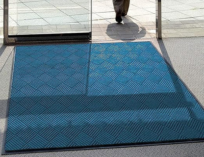 M+A Matting WaterHog Diamond | Commercial-Grade Entrance Mat with Rubber Border – Indoor/Outdoor, Quick Drying, Stain Resistant Door Mat (Blue, 4' x 8')