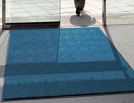 WaterHog Diamond | Commercial-Grade Entrance Mat with Rubber Border – Indoor/Outdoor, Quick Drying, Stain Resistant Door Mat (Medium Blue, 4' x 6')