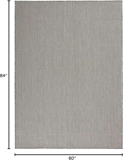 Nourison Home Courtyard Ivory Charcoal 5' x 7' Area Rug - Easy Clean, Non Shedding, Bed Room, Living Room, Dining Room, Kitchen (5' x 7')