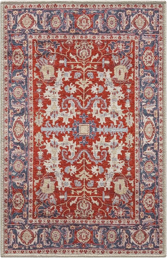 Keen Home Design 2x3 Rug - Machine Washable Entry Rug with Non-Slip Backing, Ideal for Enteryway, Kitchen, Bathroom, Laundry Room - Vintage, Easy Clean, Durable, Low Pile Rug - (2' x 3')