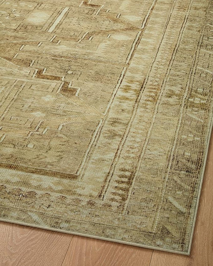 Loloi Magnolia Home by Joanna Gaines Sinclair Collection SIN-02 Khaki/Tobacco 7'-6" x 9'-6", .25" Pile Height, Machine Washable, Area Rug