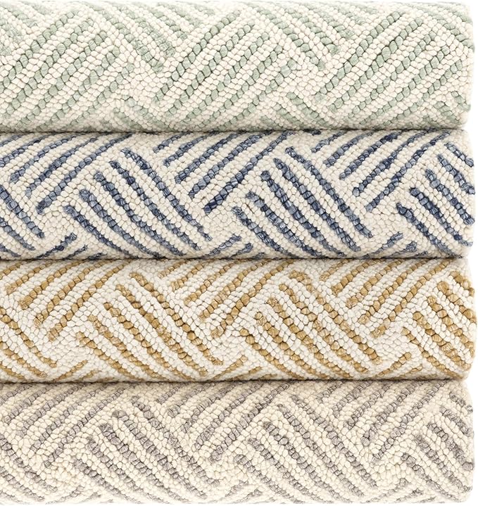 Dash & Albert Layers Grey Hand Hooked Wool Rug, 3 X 5 Feet, Grey/Ivory Geometric Pattern