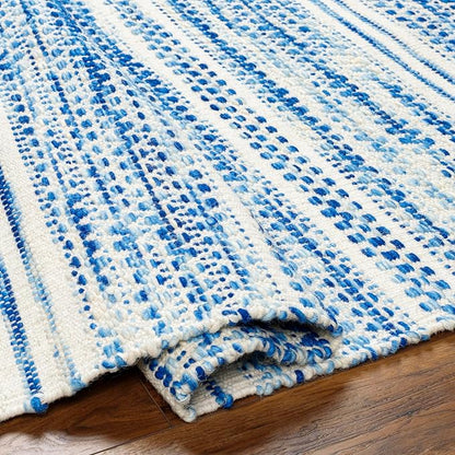 Mark&Day Wool Rugs, 8x10 Marie Global Dark Blue Area Rug, Blue Beige Carpet for Living Room, Bedroom or Kitchen (8' x 10')