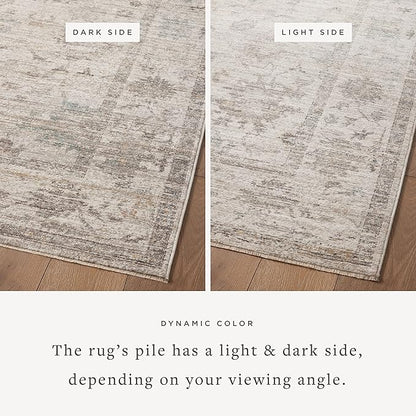 Loloi Magnolia Home by Joanna Gaines Millie Collection MIE-01 Silver/Dove 5'-3" x 7'-6", .25" Pile Height, Area Rug