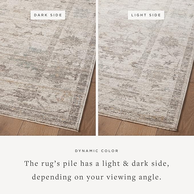 Loloi Magnolia Home by Joanna Gaines Millie Collection MIE-01 Silver/Dove 2'-7" x 12'-0", .25" Pile Height, Runner Rug