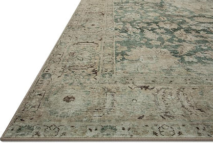 Loloi Magnolia Home by Joanna Gaines Sinclair Collection SIN-05 Jade/Sand 2'-3" x 3'-9", .25" Pile Height, Machine Washable, Accent Rug