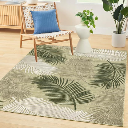 Nourison Home Suncoast Green 4' x 6' Area Rug - Easy Clean, Non Shedding, Bed Room, Living Room, Dining Room, Kitchen (4' x 6')