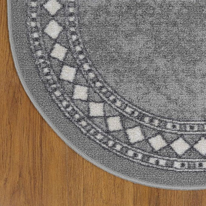 Antep Rugs Alfombras Modern Bordered 2x5 Non-Skid (Non-Slip) Low Profile Pile Rubber Backing Kitchen Area Rugs (Gray, 2' x 5' Oval)