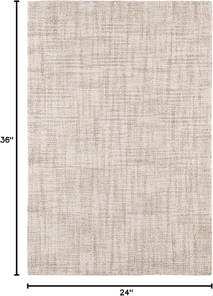 Dash and Albert Crosshatch Wool Area Rug - 2' x 3' Ivory Solid Hand Micro Hooked Accent Rug - Durable, High Traffic Areas Bedroom, Hallway, Stairs - Premium Luxury Hotel Quality Soft Breathable