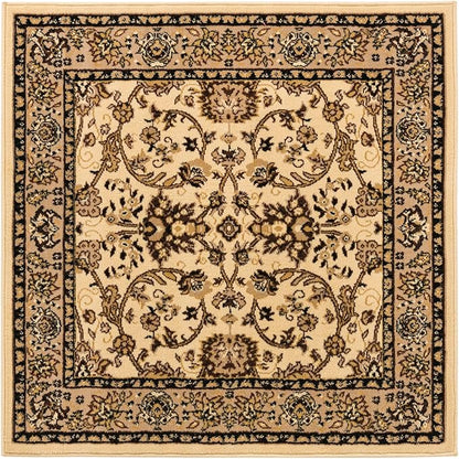 Unique Loom Sialk Hill Collection Area Rug - Washington (4' Square Ivory/Black)