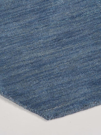 Hand Knotted Loom Wool ECO-Friendly Area Rugs - 8'x8', Octagon, Blue Color, Solid Plain Design, High Pile Thick Handmade Anti Skid Area Rugs for Living Room, Bed Room (L00111)