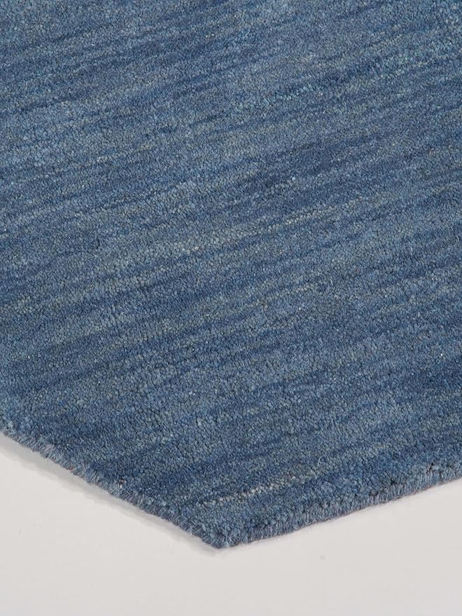 Hand Knotted Loom Wool ECO-Friendly Area Rugs - 10'x10', Octagon, Blue Color, Solid Plain Design, High Pile Thick Handmade Anti Skid Area Rugs for Living Room, Bed Room (L00111)