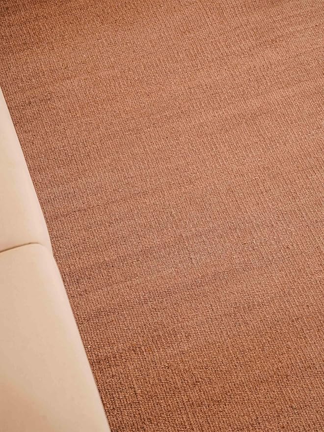 Rugsotic Carpets Hand Woven Flat Weave Kilim Wool ECO-Friendly Area Rugs - 9'x12', Rectangle Shape, Light Brown Color, Solid Plain Design, Low Pile Handmade Rugs for Living Room (D00111)