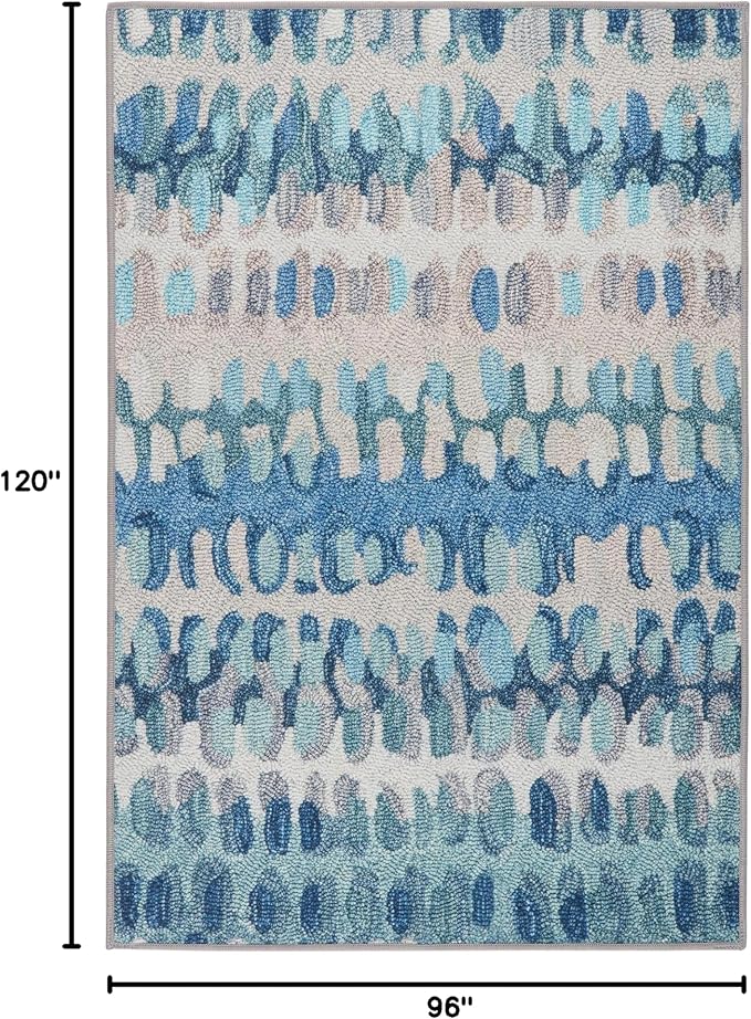 Dash & Albert Paint Chip Multi Machine Washable Rug, 7.5 X 9.5 Feet, Blue/Green Geometric Pattern