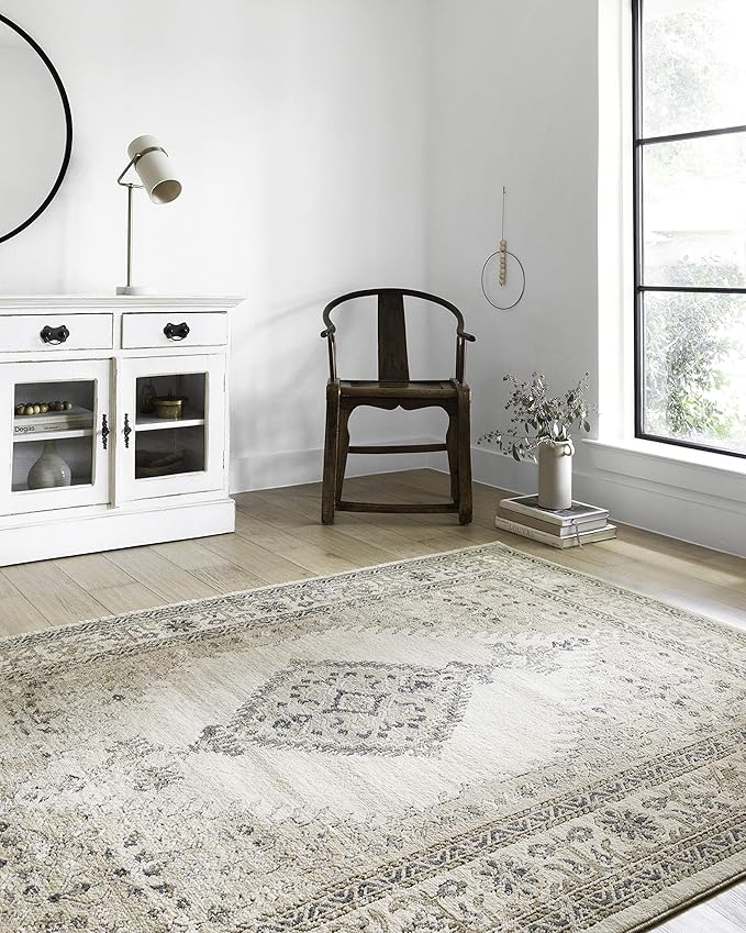Loloi Teagan Collection TEA-02 Oatmeal/Ivory 2'-8" x 10'-6" Runner Rug, Large, Soft Neutral Rug, High-Traffic for Living Room, Bedroom, Home Office, Dining Area