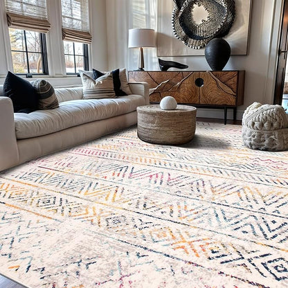Rugshop Geometric Boho Large Area Rug – Multi Tribal Pattern, Perfect for Living Room, Dining Room, Office, 8x10