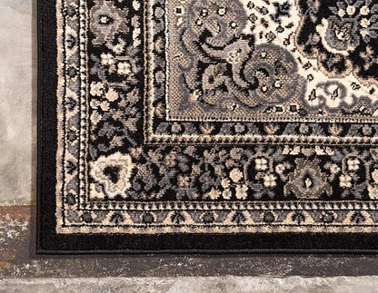 Unique Loom Reza Collection Traditional Persian Style Area Rug, 9 x 12 ft, Black/Beige
