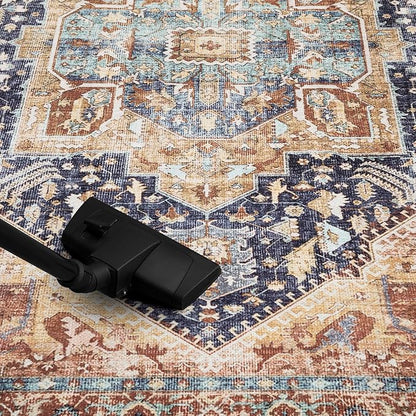 Keen Home Design 8x10 Rug - Machine Washable Area Rug with Non-Slip Backing, Ideal for Living Room, Dining Room, Bedroom - Vintage, Easy Clean, Durable, Low Pile Rug - (8' x 10')
