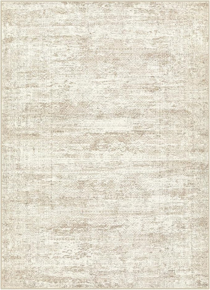 4x6 Area Rug Living Room Rugs - Washable Neutral Modern Abstract Soft Thin Rug Indoor Floor No Slip Rug Carpet for Bedroom Under Dining Table Home Office Decor - Beige/Brown