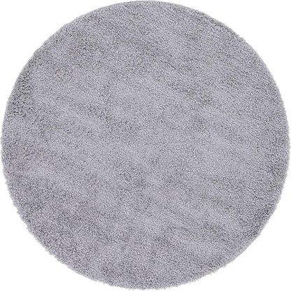 Unique Loom Davos Shag Collection Area Rug - Solid (6' 1" Round, Sterling)