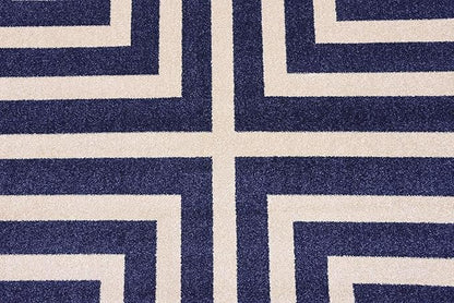 Unique Loom Athens Collection Classic Geometric Modern Border Design Area Rug (6' 0 x 9' 0 Rectangular, Navy Blue/ Beige)